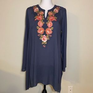 Andree floral embroidered tunic with eyelet back